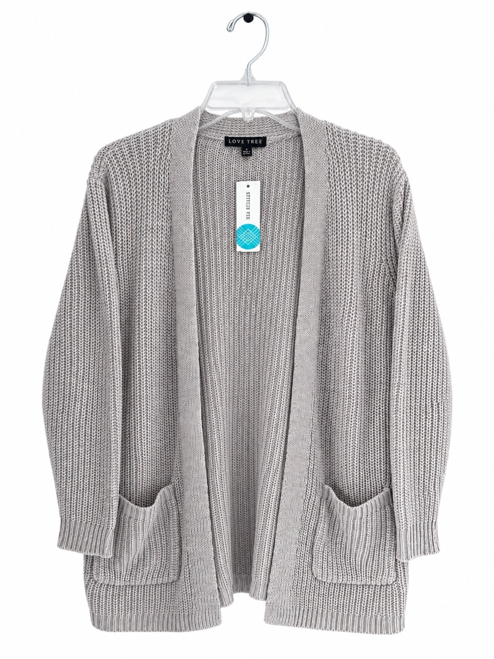 Love Ellie for Stitch Fix Open-Front Cream Knit Women's Cardigan Sweater